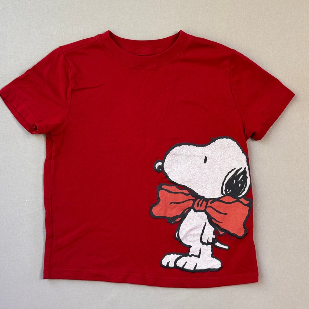 Abercrombie Kids Snoopy Peanuts Graphic Tee Red Oversized Fit Shirt Size 7/8